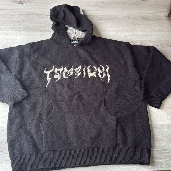 TALISHKO Tailbone Pattern Jacquard Sweater Hoodie‎ Large Black New in packaging - Picture 5 of 7